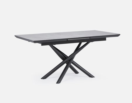 TUVA - table à rallonges en céramique contemporaine moderne 160cm-200cm - Gris