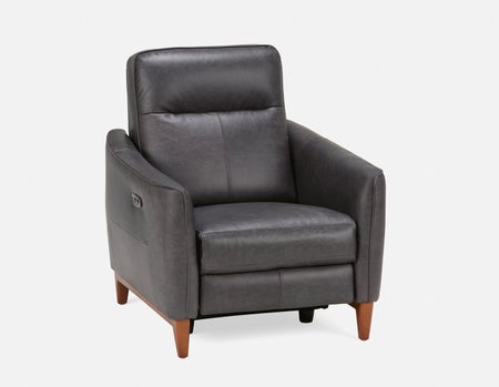PALMER - fauteuil contemporain moderne inclinable 100% cuir avec commande électrique - Noir