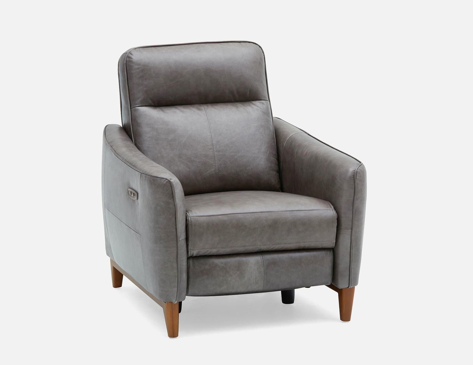 PALMER - fauteuil contemporain moderne inclinable 100% cuir avec commande électrique - Gris
