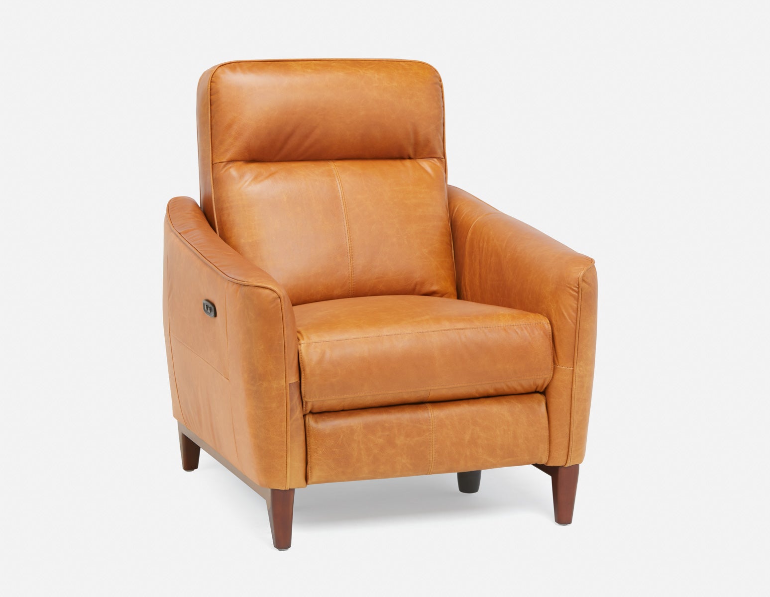 PALMER - fauteuil contemporain moderne inclinable 100% cuir avec commande électrique - Caramel