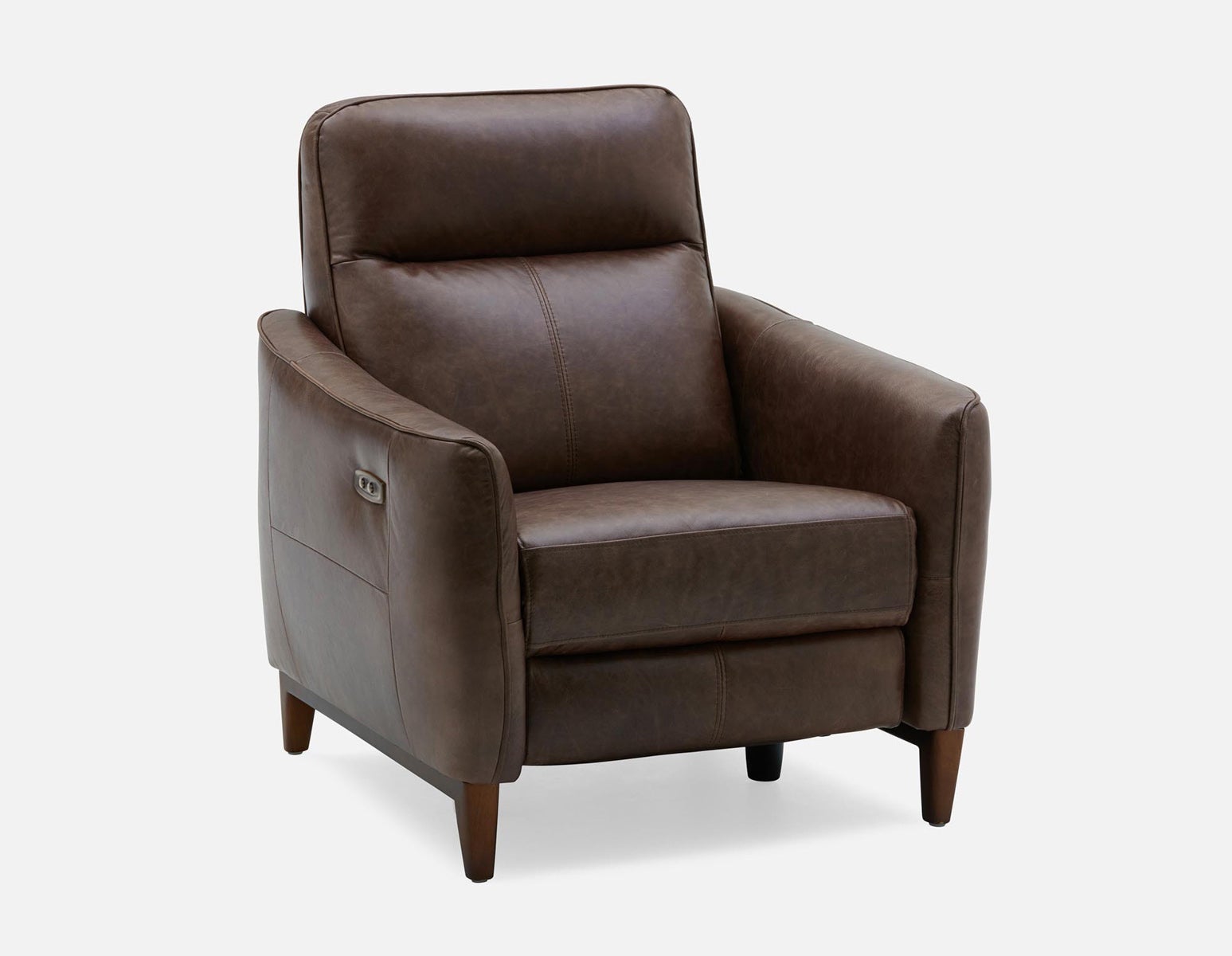 PALMER - fauteuil contemporain moderne inclinable 100% cuir avec commande électrique - Chocolat