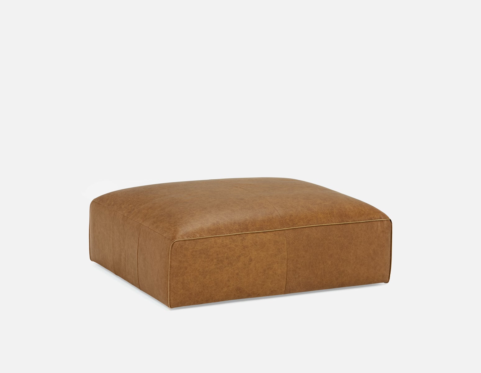 MONTE - pouf 100% cuir - Chocolat