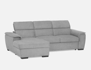 ODETTE - canapé-lit contemporain, d'angle côté gauche avec rangement - Gris