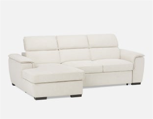 ODETTE - canapé-lit contemporain, d'angle côté gauche avec rangement - Beige
