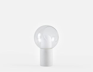 EVY - lampe de table à del à base en marbre 41 cm haut. - Blanc