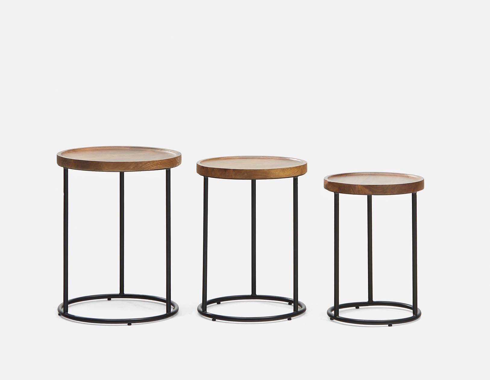 XACHARY - ensemble de 3 tables gigognes - Noyer