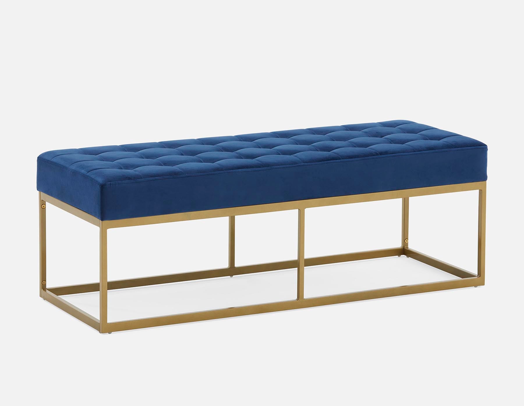 TADEO - banc en velours capitonné 122 cm - Bleu foncé