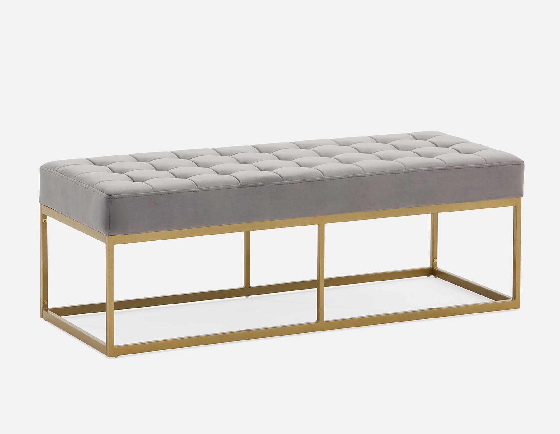 TADEO - banc en velours capitonné 122 cm - Gris