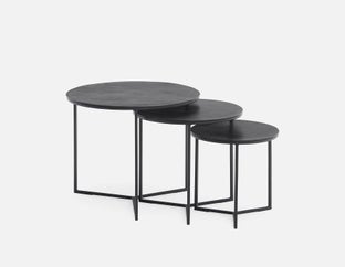 ALMATY - ensemble de 3 tables gigognes em aluminium et en fer - Noir