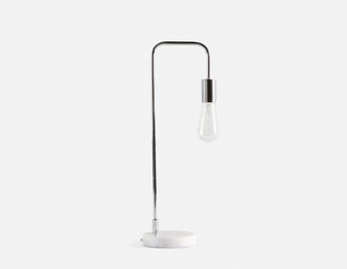 CLEARA - lampe de table 57 cm haut. avec base en marbre - Chrome