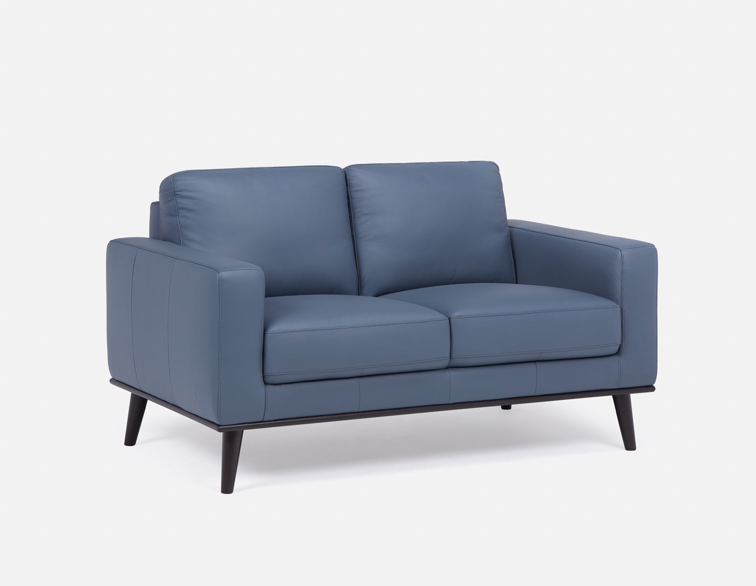 BETTA - causeuse 100% cuir du milieu du siècle - Poudre bleue