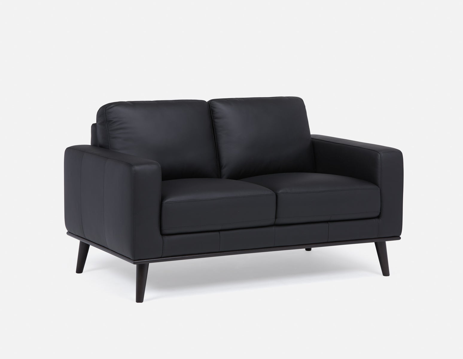 BETTA - causeuse 100% cuir du milieu du siècle - Noir
