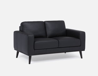 BETTA - causeuse 100% cuir du milieu du siècle - Noir