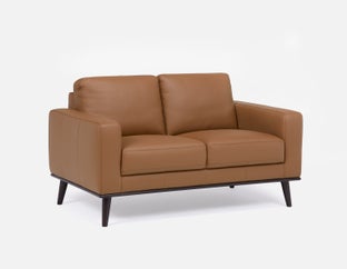 BETTA - causeuse 100% cuir du milieu du siècle - Cognac