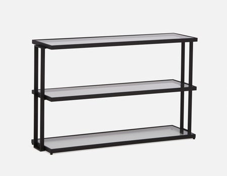 AGLAYA - Étagères en verre trempé à 3 niveaux 132cm - Noir