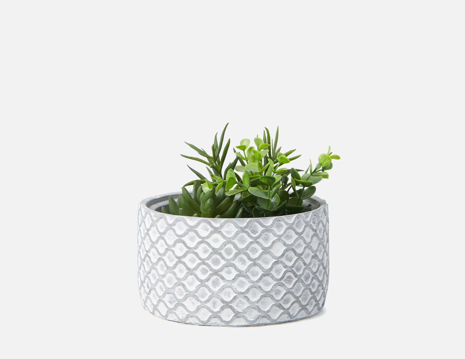 LIVI II - plante artificielle en pot 20 cm - Blanc/gris