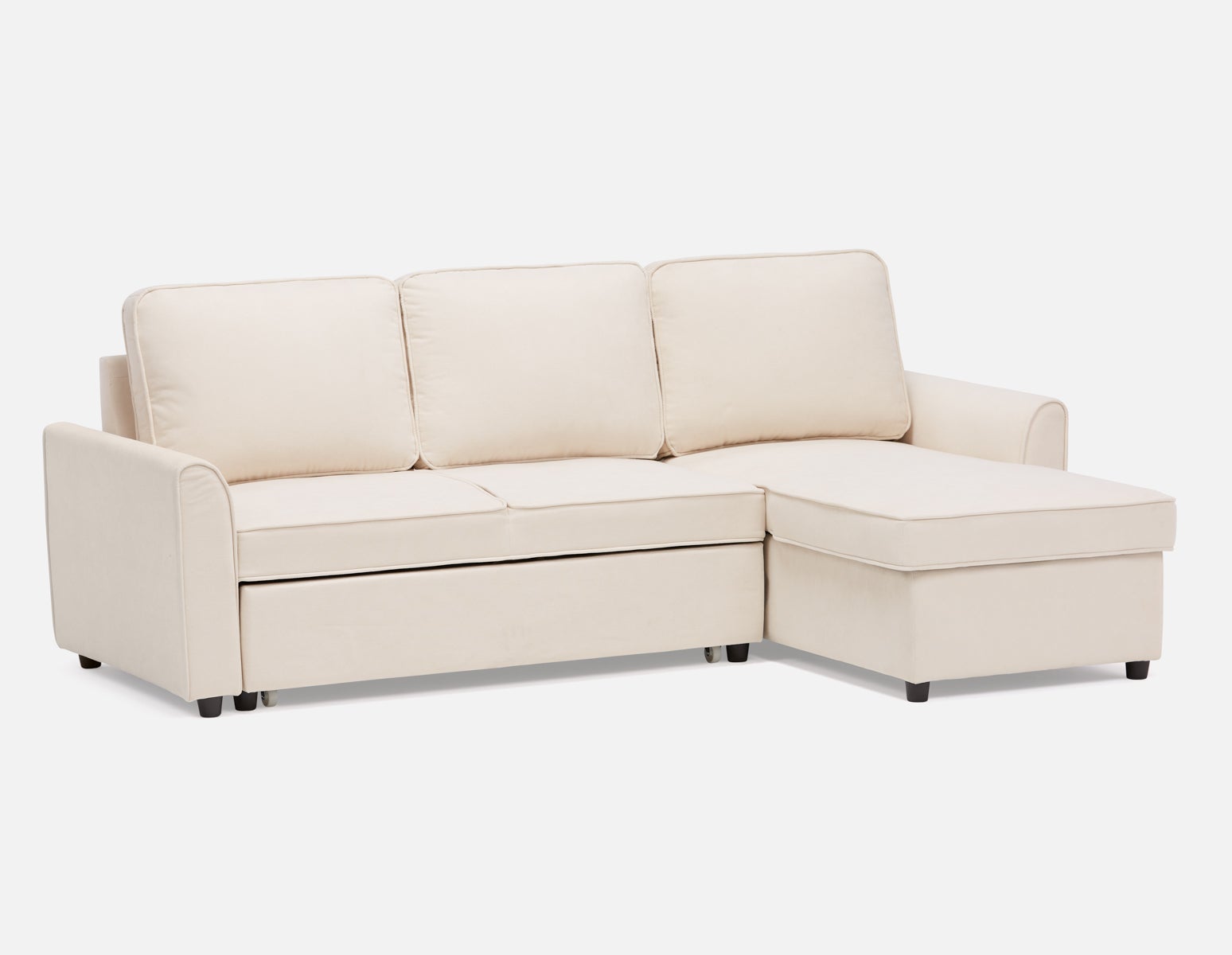 ALEX - moderne canapé-lit d'angle interchangeable avec rangement - Crème