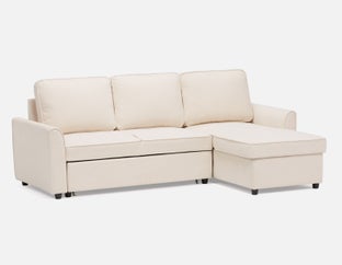 ALEX - moderne canapé-lit d'angle interchangeable avec rangement - Crème