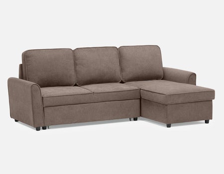 ALEX - moderne canapé-lit d'angle interchangeable avec rangement - Taupe