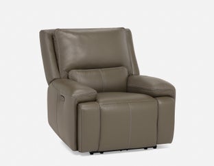 FAOUZI - fauteuil inclinable en cuir contemporain - Gris