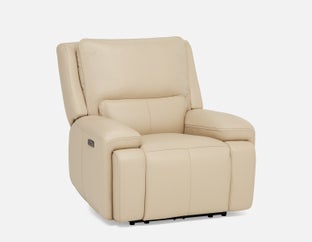 FAOUZI - fauteuil inclinable en cuir contemporain - Beige