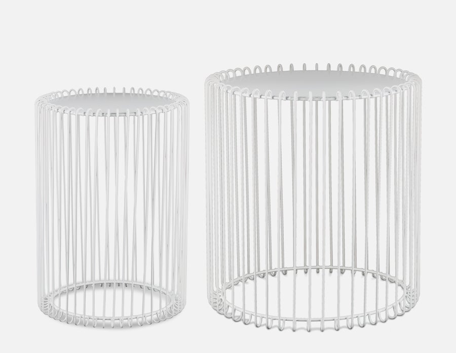 VERIA - ensemble 2 tables gigognes 45 cm et 41 cm - Blanc