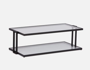 AGLAYA - table basse en fer avec verre trempé - Noir