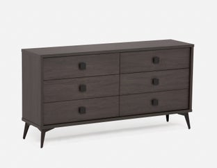 KIERA - commode 6 tiroirs moderne du milieu du siècle - Noir
