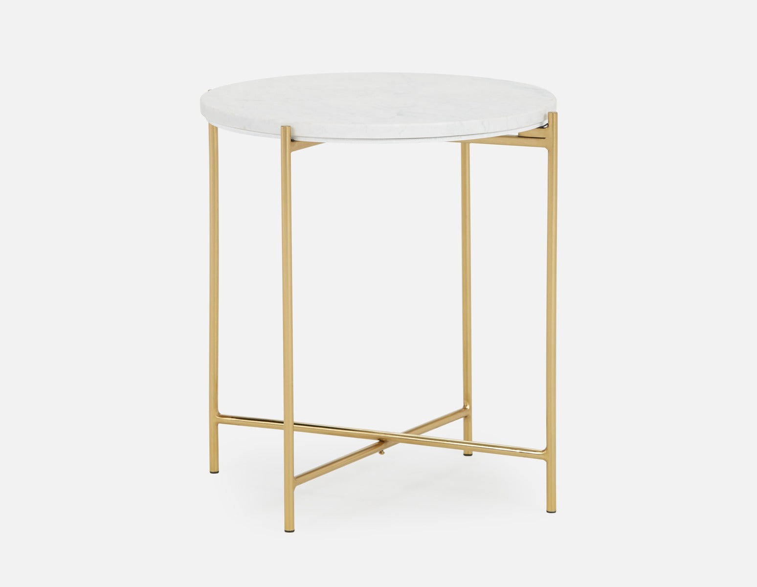 DENVER - table d'appoint ronde en marbre 50cm - Blanc