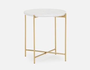 DENVER - table d'appoint ronde en marbre 50cm - Blanc