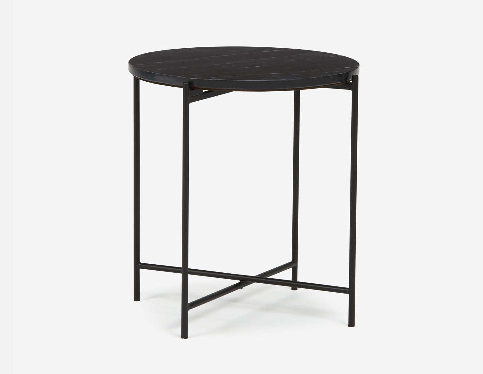 DENVER - table d'appoint ronde en marbre 50cm - Noir
