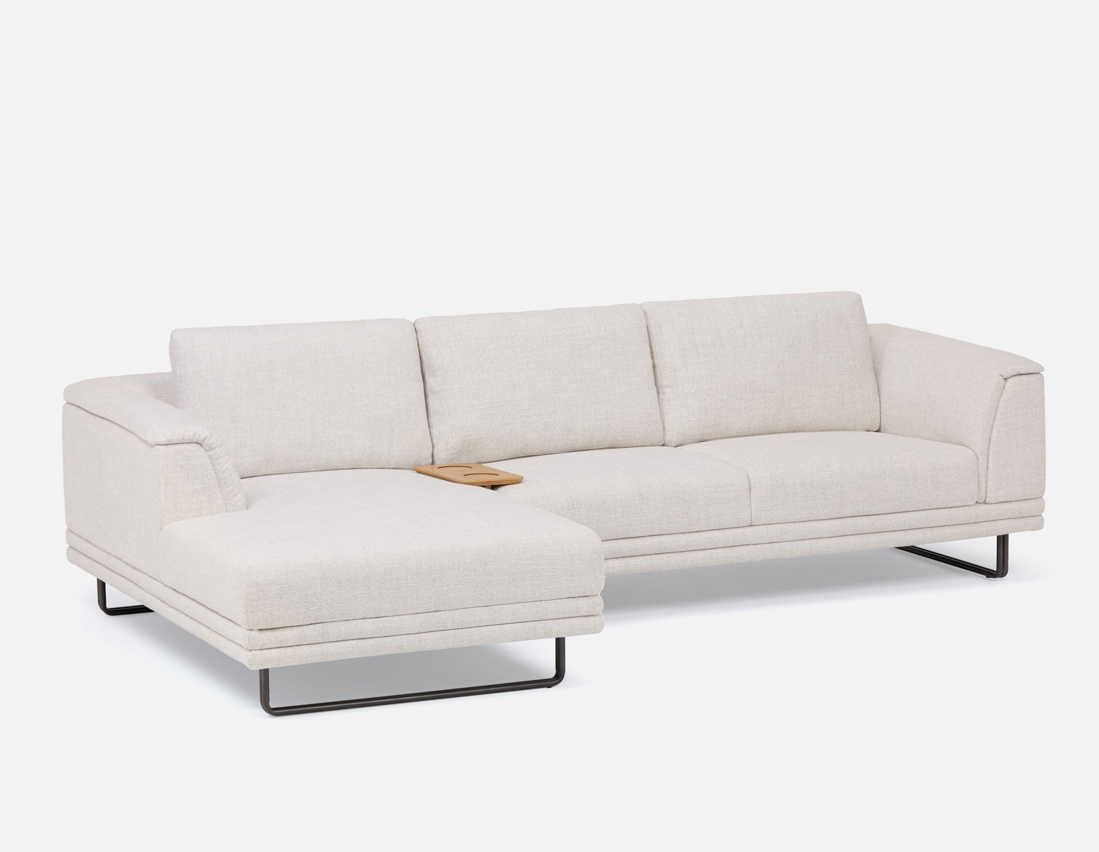 DIEGO - Canapé modulable moderne et contemporain avec plateau - Taupe