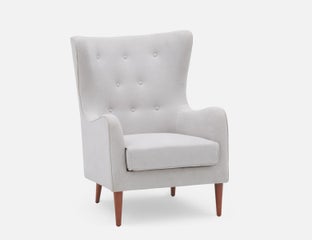 POLO - fauteuil capitonné contemporain - Gris clair