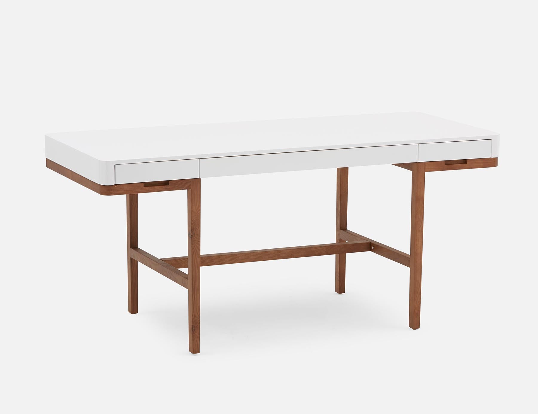 ADEL - bureau en bois de frêne 166 cm - Blanc