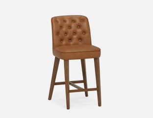 NELA - tabouret de comptoir 66cm en 100% cuir - Chocolat