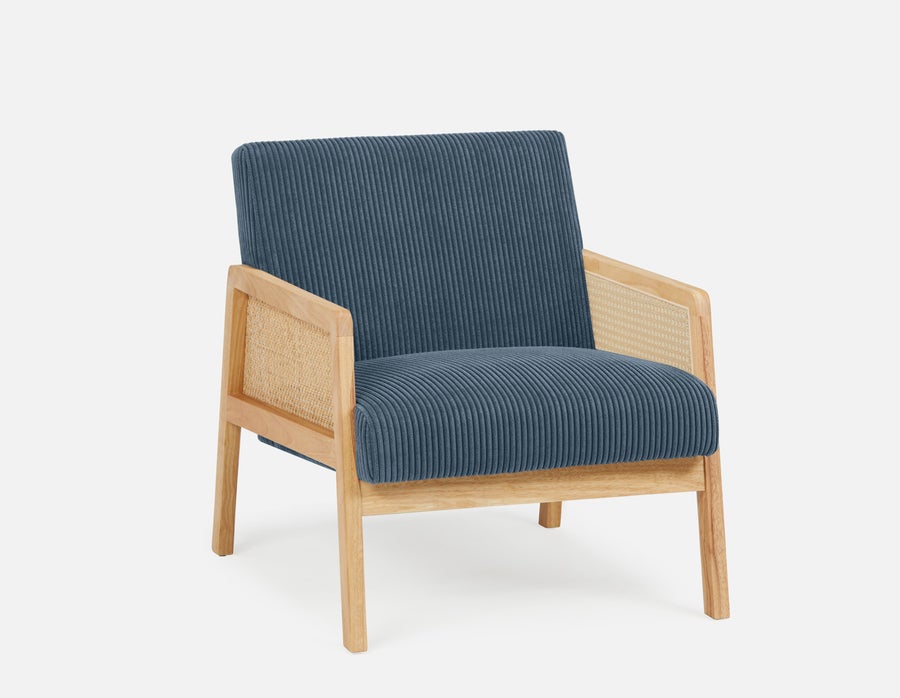 BECKETT fauteuil aux accents de velours côtelé et de rotin undefined