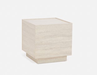 TRAVINE - table d'appoint avec rangement dissimulé - Beige