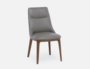 TOLEDA - Chaise de salle à manger contemporaine 100 % cuir - Gris
