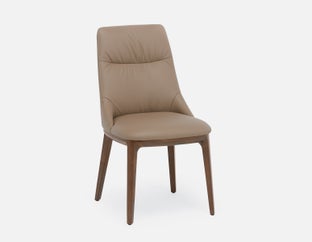 TOLEDA - Chaise de salle à manger contemporaine 100 % cuir - Taupe