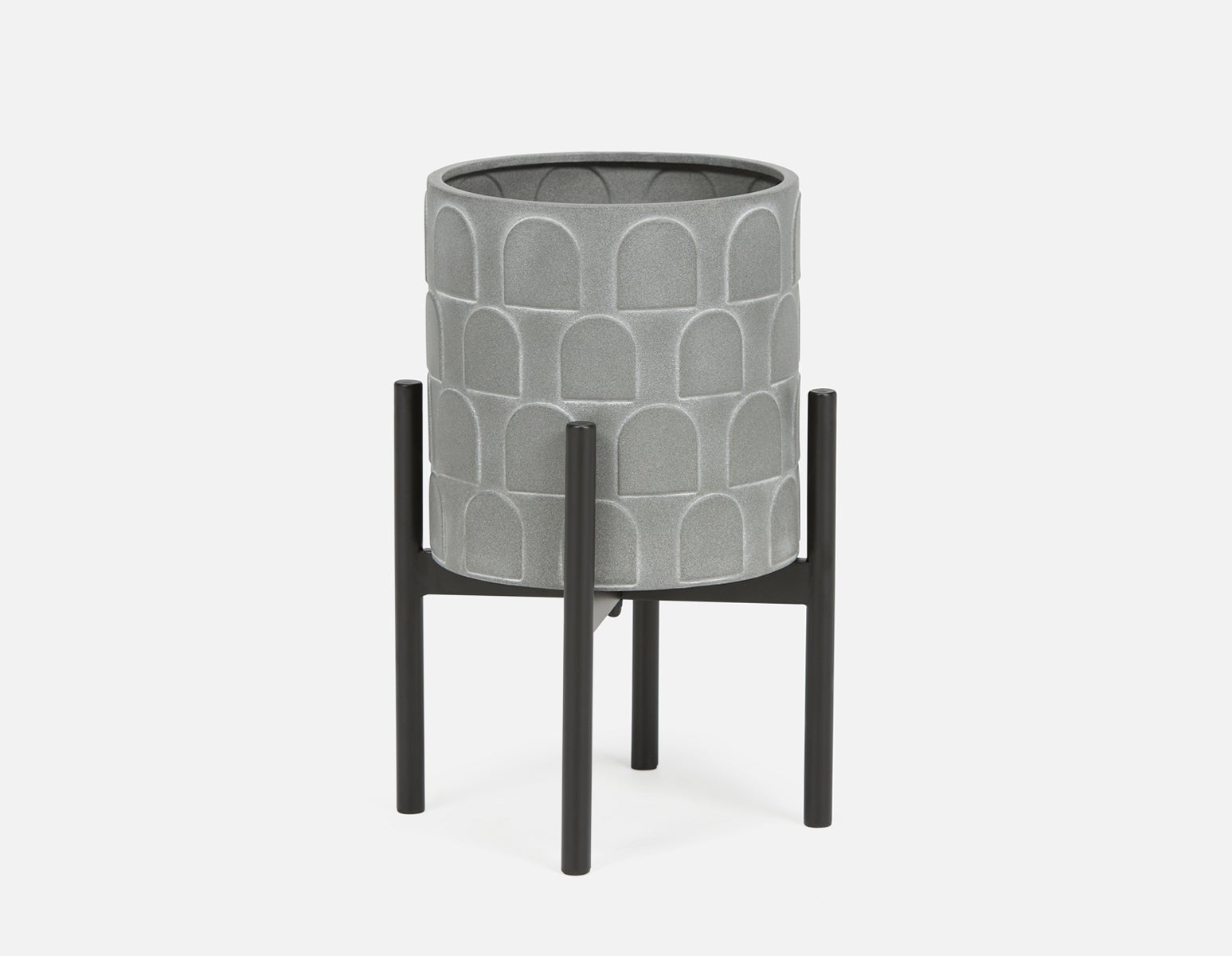 DREW - cache-pot et support en métal 21 cm - Noir/blanc