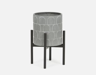 DREW - cache-pot et support en métal 21 cm - Noir/blanc