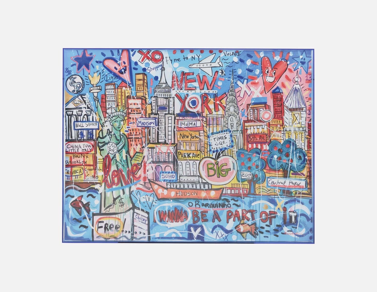 CITY JFK - œuvre en boîte acryliquee 85 x 110 cm - Multi