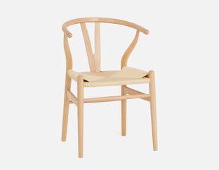 DENMARK - chaise de salle à manger en bois d'hêtre et en corde tissée - Beige
