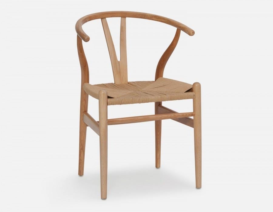 DENMARK - chaise de salle à manger en bois d'hêtre et en corde tissée - Beige