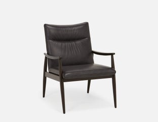 LATONA - fauteuil du milieu du siècle moderne 100% cuir - Noir