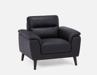 GAMARRA - fauteuil moderne contemporain 100% cuir - Noir