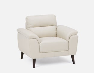 GAMARRA - fauteuil moderne contemporain 100% cuir - Ivoire
