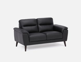 GAMARRA - Causeuse moderne contemporaine 100% cuir - Noir