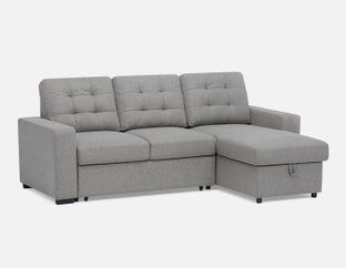 MARNIE - canapé-lit d'angle interchangeable contemporain avec rangement - Gris