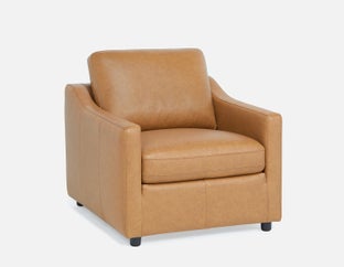 LIMA - fauteuil moderne 100% cuir - Caramel